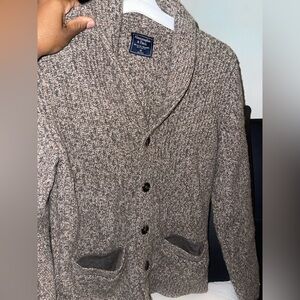 ABERCROMBIE & FITCH MEN BROWN SHAWL SWEATER SIZE MEDIUM NWOT